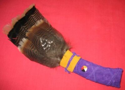 Medicine Wheel Triple Tail Feather Smudge Fan